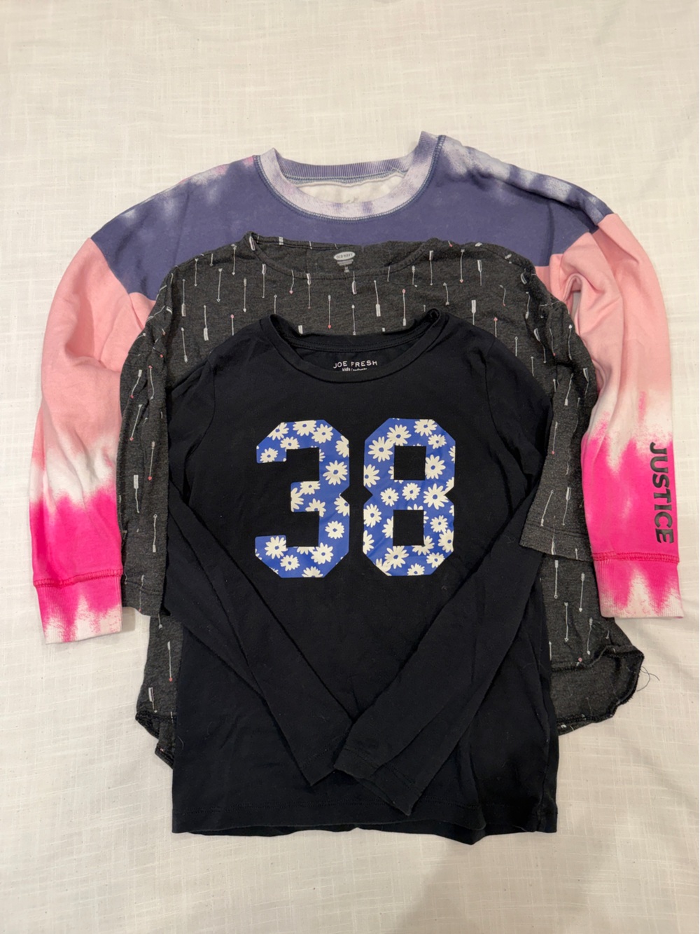 Bundle of 3 Cozy Tops Sz 8 Girls Old Navy, Joe Fresh, Justice